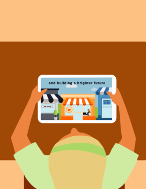Bird's eye view of person looking at tablet